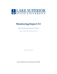 Monitoring Report #3 University Assessment Plan February 1, 2013