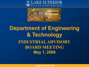 Department of Engineering &amp; Technology INDUSTRIAL ADVISORY BOARD MEETING