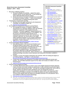 Shared Governance Assessment Committee –  Notes October 7, 2014