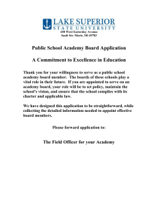 Public School Academy Board Application A Commitment to Excellence in Education