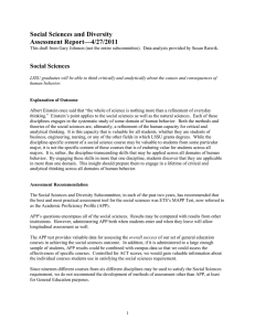 Social Sciences and Diversity Assessment Report—4/27/2011 Social Sciences