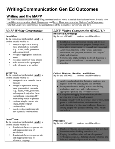 Writing/Communication Gen Ed Outcomes Writing and the MAPP
