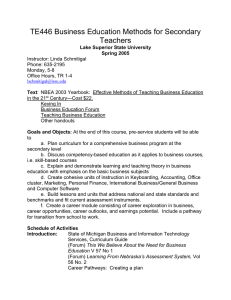 TE446 Business Education Methods for Secondary Teachers