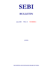 SEBI BULLETIN June 2015   VOL. 13 NUMBER 6