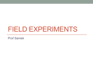 FIELD EXPERIMENTS Prof Samek