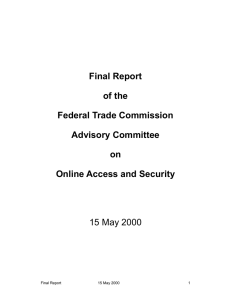 Final Report of the Federal Trade Commission