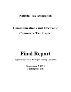 Final Report Communications and Electronic Commerce Tax Project National Tax Association