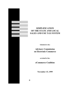 SIMPLIFICATION OF THE STATE AND LOCAL SALES AND USE TAX SYSTEM Advisory Commission
