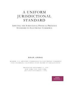 A UNIFORM JURISDICTIONAL STANDARD