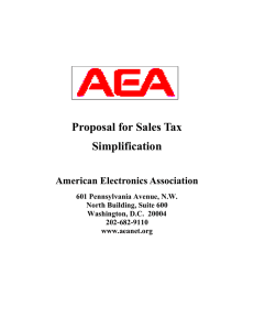 Proposal for Sales Tax Simplification  American Electronics Association