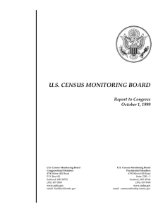 U.S. CENSUS MONITORING BOARD  Report to Congress October 1, 1999