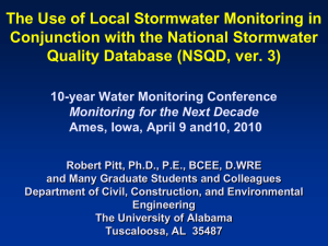 The Use of Local Stormwater Monitoring in