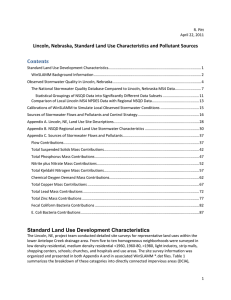 Lincoln, Nebraska, Standard Land Use Characteristics and Pollutant Sources Contents