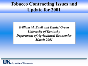 Tobacco Contracting Issues and Update for 2001