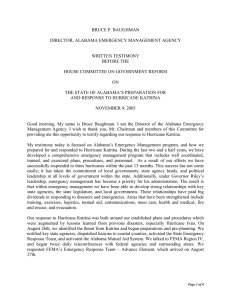 BRUCE P. BAUGHMAN  DIRECTOR, ALABAMA EMERGENCY MANAGEMENT AGENCY WRITTEN TESTIMONY