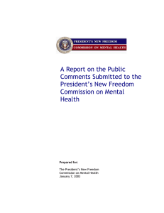 A Report on the Public Comments Submitted to the President’s New Freedom