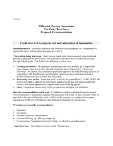 Millennial Housing Commission Tax Policy Task Force Proposed Recommendations 1.