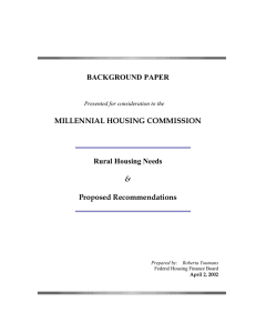 BACKGROUND PAPER  MILLENNIAL HOUSING COMMISSION Rural Housing Needs