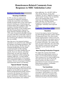 Homelessness-Related Comments from Responses to MHC Solicitation Letter  Barbara Knecht, Inc.