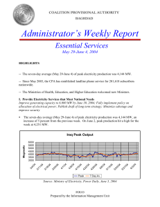 Administrator’s Weekly Report  Essential Services May 29-June 4, 2004