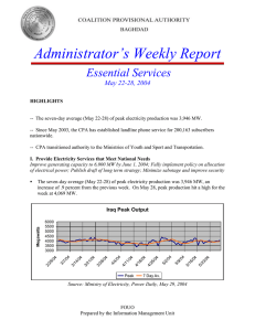 Administrator’s Weekly Report Essential Services May 22-28, 2004