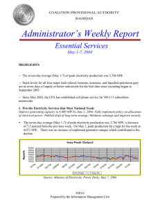 Administrator’s Weekly Report  Essential Services May 1-7, 2004