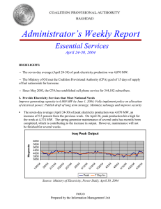 Administrator’s Weekly Report  Essential Services April 24-30, 2004