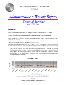 Administrator’s Weekly Report  Essential Services April 17-23, 2004