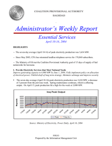 Administrator’s Weekly Report  Essential Services April 10-16, 2004
