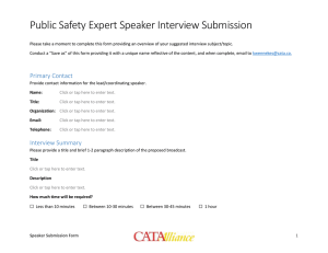 Public Safety Expert Speaker Interview Submission