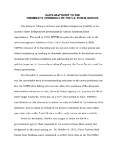 NAPFE STATEMENT TO THE PRESIDENT’S COMMISSION ON THE U.S. POSTAL SERVICE