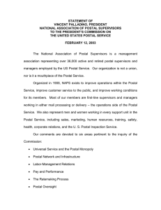 STATEMENT OF VINCENT PALLADINO, PRESIDENT NATIONAL ASSOCIATION OF POSTAL SUPERVISORS