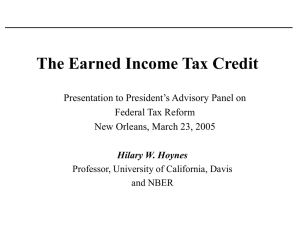 The Earned Income Tax Credit Presentation to President’s Advisory Panel on