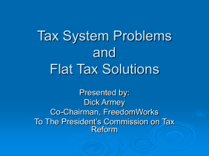 Tax System Problems and Flat Tax Solutions Presented by:
