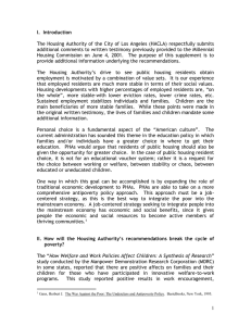 The Housing Authority of the City of Los Angeles (HACLA)... additional comments to written testimony previously provided to the Millennial