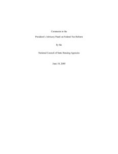 Comments to the President’s Advisory Panel on Federal Tax Reform by the