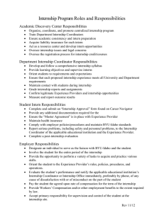 Internship Program Roles and Responsibilities Academic Discovery Center Responsibilities