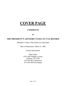 COVER PAGE  COMMENTS to