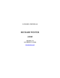 RICHARD WESTER 3/5/05 CATEGORY: INDIVIDUALS