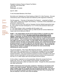 President’s Advisory Panel on Federal Tax Reform Suite 2100