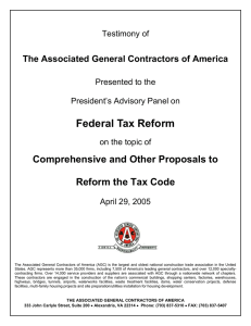Federal Tax Reform Comprehensive and Other Proposals to  Reform the Tax Code