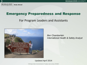 Emergency Preparedness and Response For Program Leaders and Assistants Updated April 2014