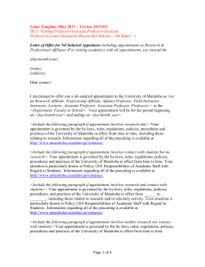 Letter Template (May 2015 – Version 2015/02) III.3 “Visiting Professor/Associate Professor/Assistant