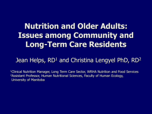 Nutrition and Older Adults: Issues among Community and Long-Term Care Residents