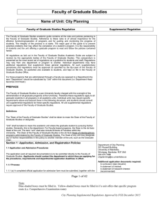 Faculty of Graduate Studies  Name of Unit: City Planning