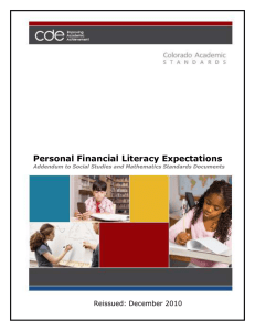 Personal Financial Literacy Expectations  Reissued: December 2010