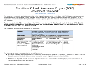 Transitional Colorado Assessment Program (TCAP) Assessment Framework Mathematics – Grade 4