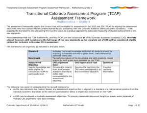 Transitional Colorado Assessment Program (TCAP) Assessment Framework Mathematics – Grade 6