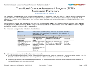 Transitional Colorado Assessment Program (TCAP) Assessment Framework Mathematics – Grade 7