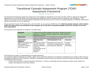 Transitional Colorado Assessment Program (TCAP) Assessment Framework Grade 5 Science